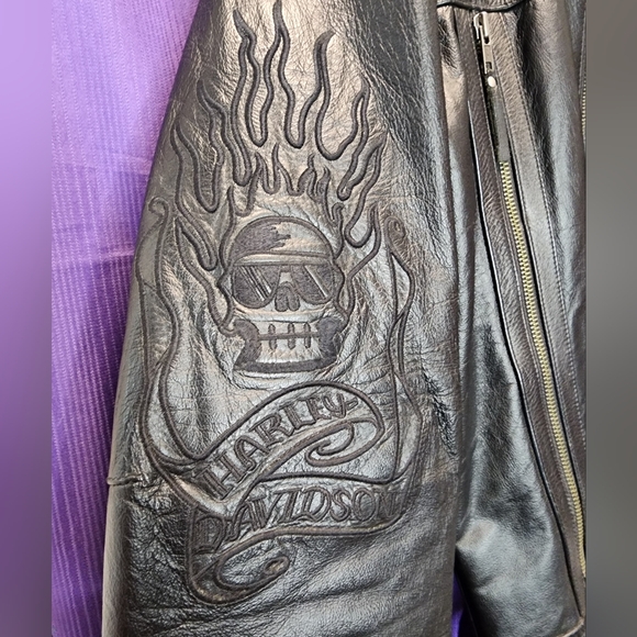 Harley-Davidson Men's Vintage Leather Motorcycle Jacket Size Medium - Picture 16 of 16